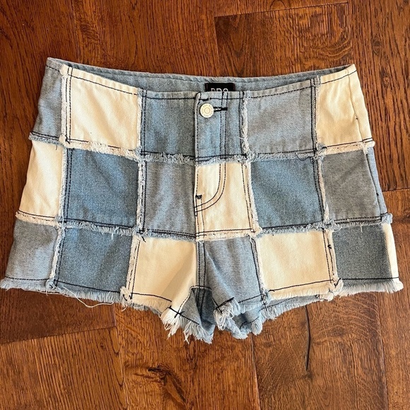 Urban Outfitters BDG Jean Shorts Women 25 Denim Patchwork Justine Boho Bohemian - Picture 2 of 10